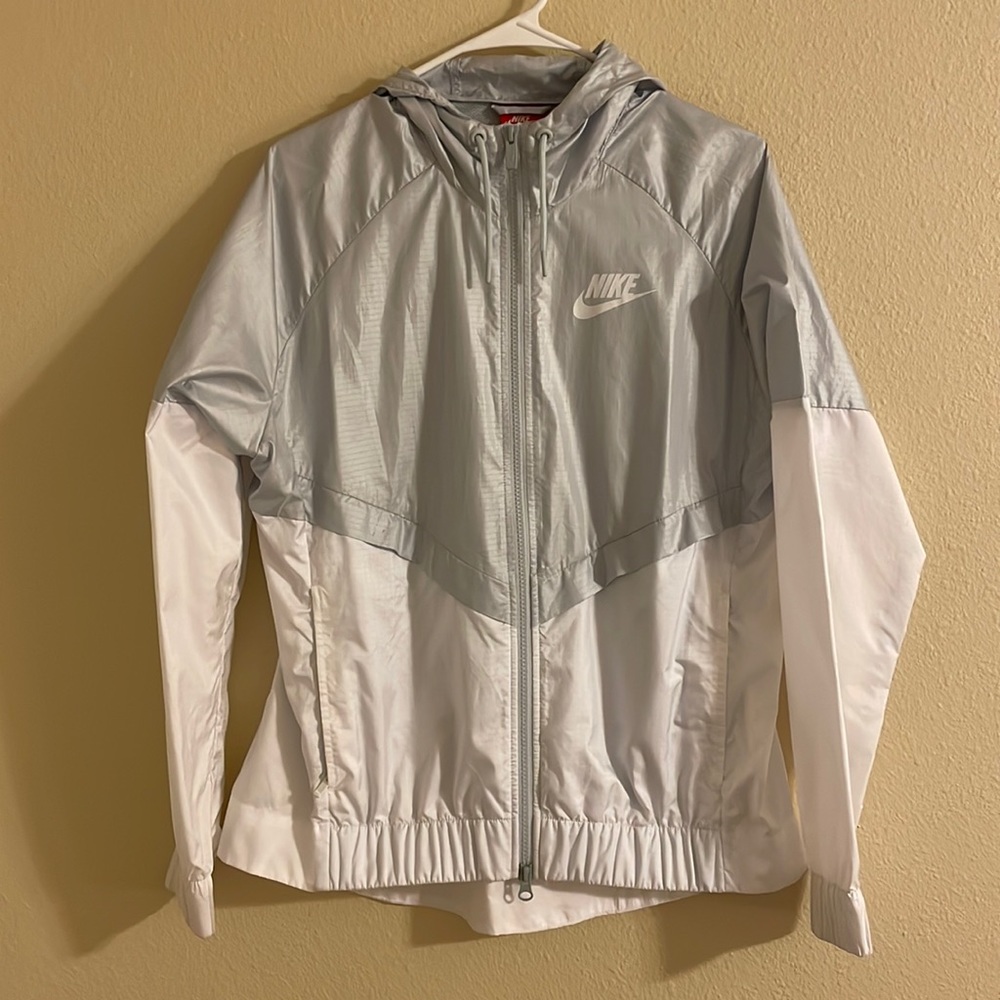 Grey and White Nike Windbreaker